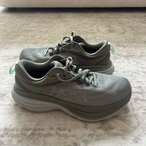 Hoka Gray and Green Running Shoes